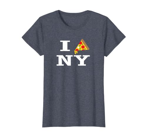 I Pizza NY - I Love New York Pizza Funny Tee T-Shirt, Women, Heather Blue, X-Large