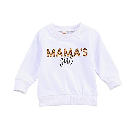 Infant Toddler Baby Girls Mamas Girl Sweatshirt Pullover Top Leopard Long Sleeve Sweater Shirt Fall Winter Clothes