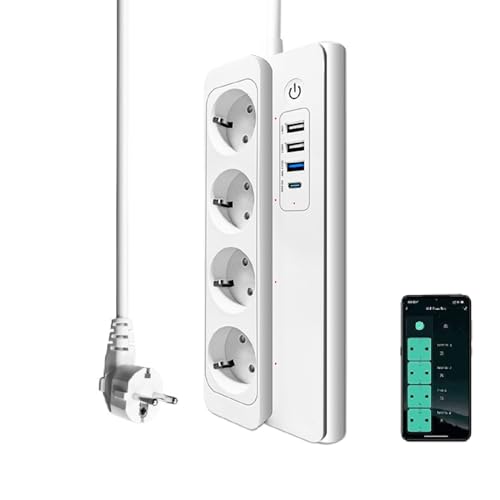 ZigBee Mehrfachsteckdose mit USB C, ZigBee Steckdosenleiste Überspannungsschutz mit 3 USB 18W und 1 USB C 20W, Kompatibel mit Phililips HUE Alexa Google Home, Erfordert einen ZigBee Gateway Hub, 16A