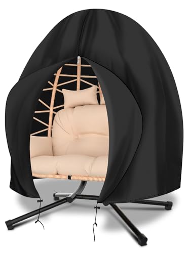 Funshot Patio Egg Chair Cover Waterproof, 91” x 80” Double Egg Chair Cover, Extra Large Hanging Swing Egg Chair Covers for Outdoor Furniture, Windproof, Black