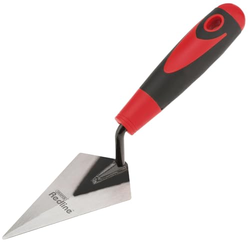 Draper Redline 125mm Trowel | Plastering Tool | Soft Grip Handtools | Pointing Tool | Bucket Trowel | Carbon Steel | 69119