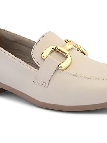 Image of San Frissco Women's Loafers | Solid Round Toe Slip-On Shoes for Women PU Moccasins with Horsebit & Buckle | Comfortable $ Lightweight for Casual, Office & Daily Use