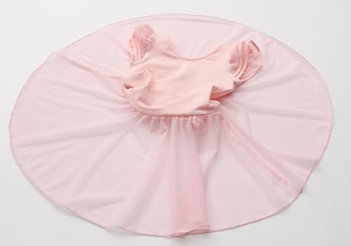 mdnmd girls dance ballet leotards dresses for toddler ballerina outfit skirt hollow knot back flutter sleeve