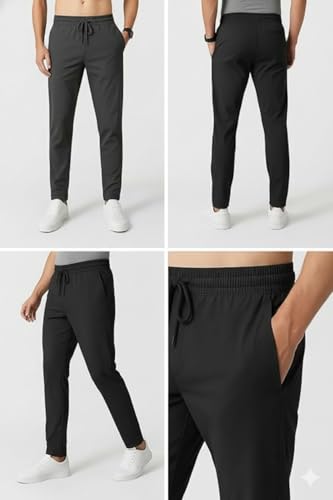 Image of Men's Sports Track Pants /Joggers - Pack of 1 Soft & Breathable Lower | Black & Gray Colors | M to 2XL Size for Athletic & Daily Use