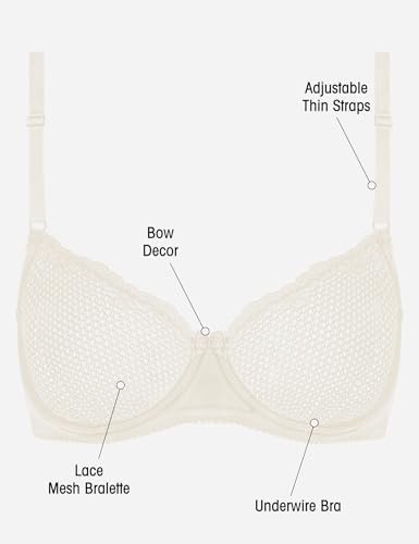 Image of Wingslove Women's Sexy 1 /2 Cup Lace Bra Balconette Mesh Underwired Demi Shelf Bra Unlined See Through Bralette