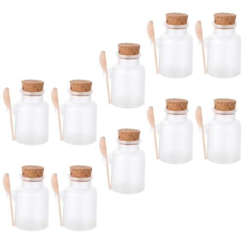 UKCOCO 10 piezas Frascos de Almacenamiento Cosmético con Tapón de Corcho Botellas Esmeriladas para Polvo de Baño y Talco Diseño Ligero y Portátil para Uso Diario y Viajes