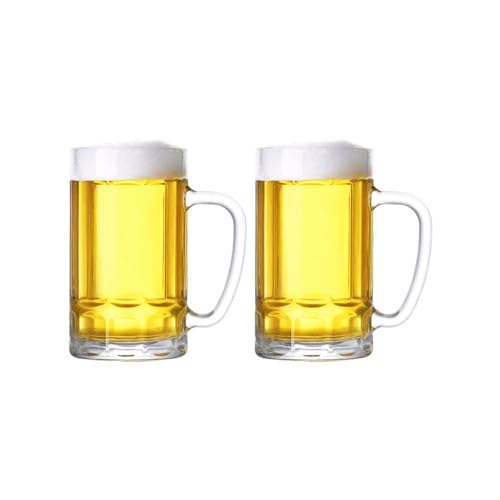 SUREK Exquisita taza de cristal de 410 ml con asa resistente al calor, taza de té, taza de cerveza, taza de jugo, vasos de café helado, taza de leche, vasos prácticos