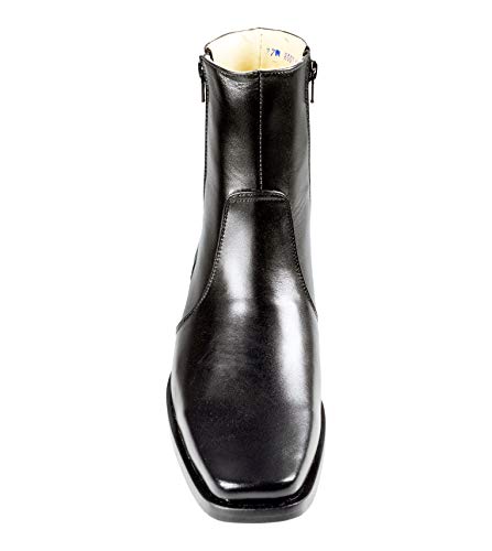 Men's Dress Boots Goat Leather Square Toe Dual Zipper Black El Besserro3
