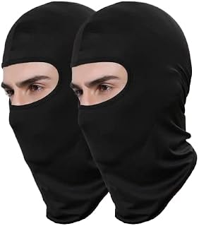 Valtreecho 2Pcs 3Pcs Full Face Cover Black Balaclava Protection Warm Windproof Ski Motorcycle Cycling Neck Hat Outdoor Sports