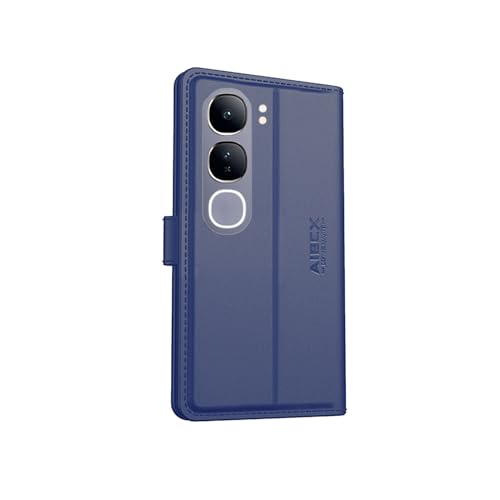 Image of AIBEX Compatible for Vivo Y29 5G Flip Cover Leather Finish with Magnatic Closure | Inside TPU with Card Pockets | Wallet Stand | Complete Protection Flip Case -Blue