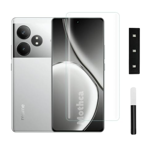 Image of Mothca Premium UV Tempered Glass Screen Protector For Realme GT 6 / Realme GT 6T (Pack of 1) Full Adhesive UV Curved Screen Guard, Case Friendly with Installation Kit