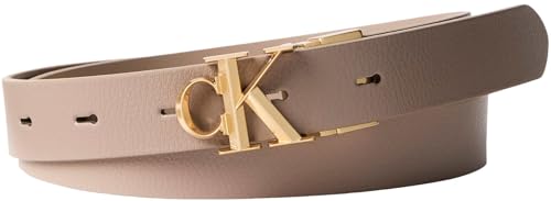 Calvin Klein Facted CK Buckle 25mm Re﻿v Adj M Lv04f7044g Cinturones, Brown (Desert Taupe/Antique Light Gold), 95 cm para Mujer