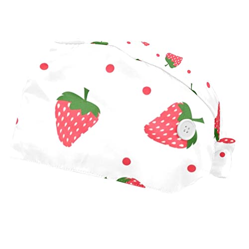 Chapeaux de Travail Unisexe Motif Fraise à Pois Roses | Lot de 2 Casquettes