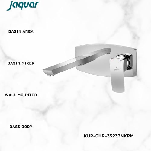 Image of JAQUAR KUBIX Prime Series Wall Mounted HOT and Cold Basin Mixer TAP (Chrome) | Right Hand Side Lever, Brass Body Water Tap /Faucet /Cock for Bathroom /Kitchen Wash Basin | KUP-CHR-35233NKPM