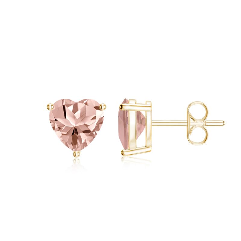 Image of Goldhartz Sterling Silver Genuine, Created or Simulated Birthstone Gemstone 7mm Heart Stud Earrings