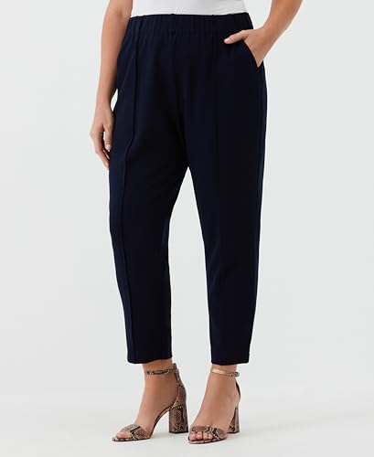 Rafaella Women's 27" Plus Size Easy Pull-on Pants with Stretch Crepe Fabric, Straight Leg Classic Fit, Cropped Work Slacks2