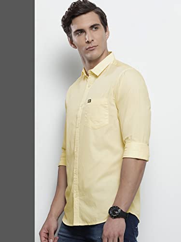 Image of The Indian Garage Co Men Slim Fit Solid Full Sleeves Cutaway Collar Casual Shirt