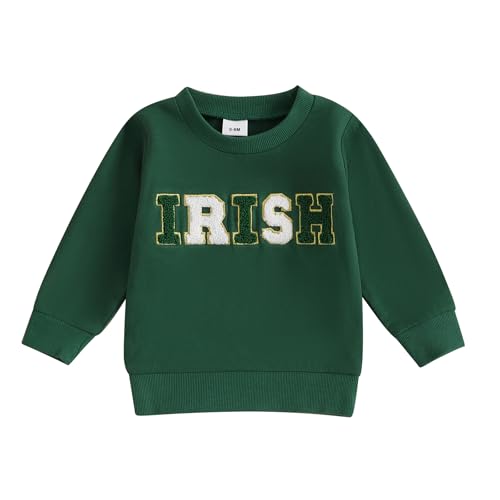Pybcvrrd Toddler Baby Boy Girl St Patricks Day Clothes Irish Embroidery Sweatshirt Long Sleeve Pullover Oversized Outfit (Green, 2-3 Years)