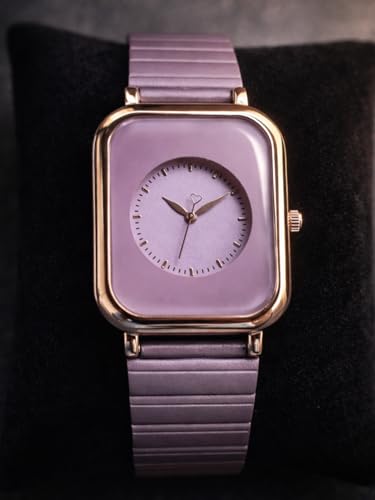 Image of Premium Rose Gold Square Analog Watch for Women & Girls | Stylish Stainless Steel Strap | Elegant Heart Second Hand | Trendy Ladies Wrist Watch under 500 | Square Case Design | Perfect for Casual | Affordable Fashion Watch for Girls