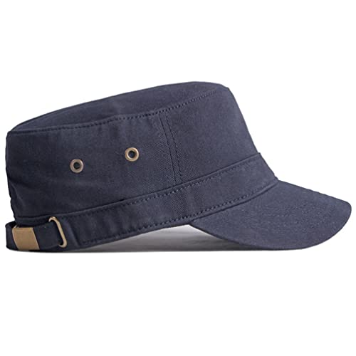 Image of 2 Pack Men's Cotton Military Caps Cadet Army Caps Vintage Flat Top Cap