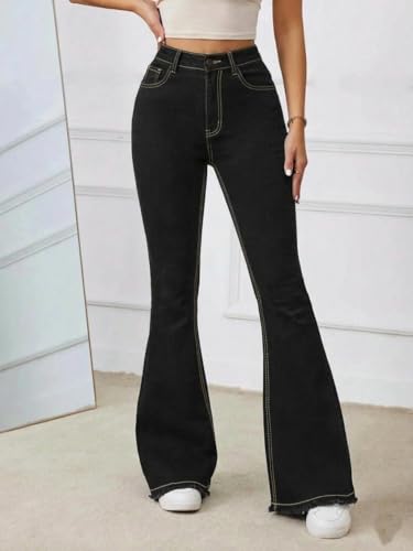 Image of KOTTY Women High Waist Bootcut Jeans Stretch Denim Slim Fit Flare Bottom Casual Jeans