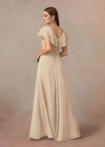 Mother of The Bride Dresses for Women with Chiffon Flutter Sleeve Ruffles Mother of The Groom Long Formal Dress2