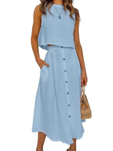 Reviews y listado de Conjunto top falda favoritos de las personas. 36 Conjunto Deportivo de Dos Piezas para Mujer Chándal Sin Mangas con Falda y Top Corto Cintura Elástica Azul S