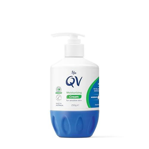 QV Cream with Glycerin (250g) Rich Protective Moisturiser for Sensitive, Dry Skin, Fragrance Free, Noncomedogenic Body Cream, Hydrating Skin Care for Eczema, Psoriasis, Dermatitis, Pump Bottle