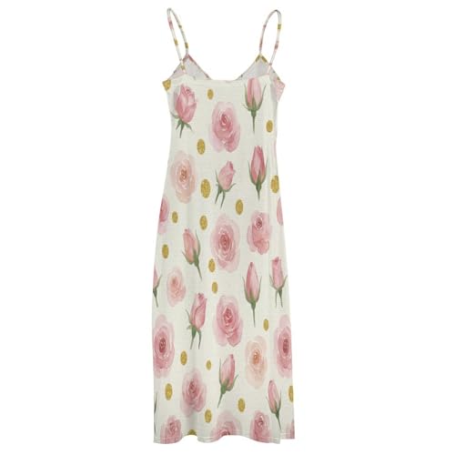 Robe décontractée rose au thème botanique doux et romantique