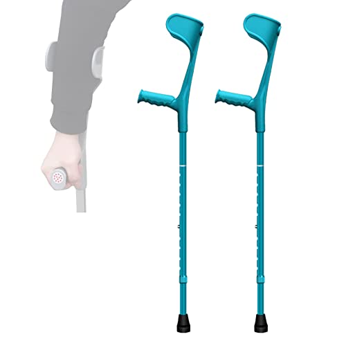 1 par de muletas de antebrazo de aluminio, muletas de altura ajustable con botón pulsador, muletas ergonómicas con puño abierto para hombres/mujeres, soporta hasta 100 kg/220 libras, negro/r