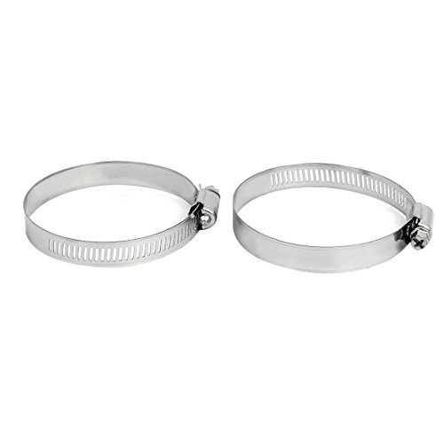 Aexit Metal Adjustable Clamps Cable Tight Worm Gear Hose Clamp Silver Tone Strap Clamps 52-76mm 2pcs