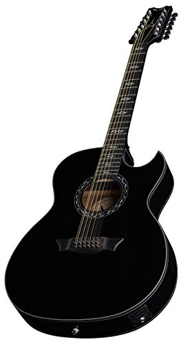 Dean Guitars Exhibition 12-String Acoustic/Electric Guitar, Classic Black, Right, (Ex12 Cbk) #TOP3