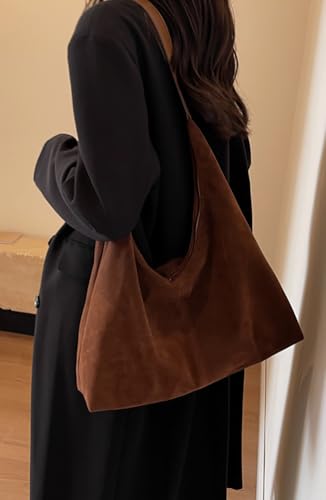 Slouchy Suede Shoulder Bags For Women Underarm Bag Womens Tote Bag Work Purses Crescent Bag Suede Handbag Travel Winter Fall3