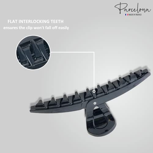 Pinza Parcelona French Pinch negra con muelle cubierta y diseño de garra de cristal para mujer miniatura 4