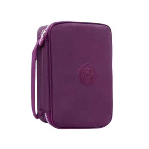 Estojo Escolar Grande Box 100 Lápis Nylon Tactel Com 27 Elásticos Ziper Resistente Escolar Papelaria Fofa Unissex Com Organizador De Lápis Canetas Marca Bella Mallu (Roxo)