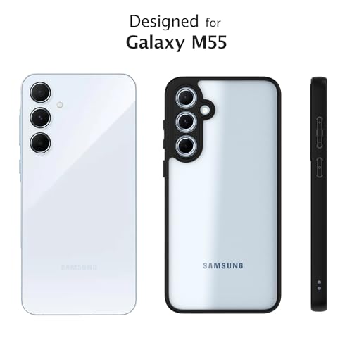 Image of KAPAVER Hybrid Clear Back Cover Case for Galaxy M55 /F55 /M55s | Protective Shockproof Cleare Hard PC Soft Flexible Black TPU Cover
