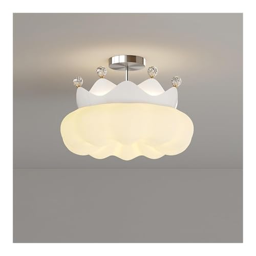 Plafonnier cristal couronne style crème français chic rond blanc 45CM
