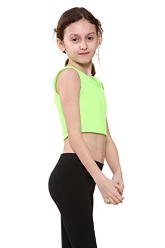 Image of Kids Girls Neon Fluorescent Vest Crop Tops T-Shirt Tee Top Dance Wear Gymnastic Fancy Dress Age 5-14 Years