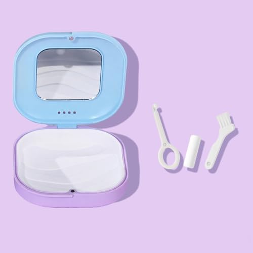 Estojo de armazenamento com mastigar, ferramenta de remoção, escova de limpeza, estojo retentor ortodôntico espelhado embutido