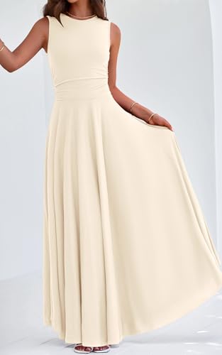 Image of PRETTYGARDEN Womens Summer Dresses 2026 Casual Sleeveless Crewneck Aline Maxi Dress Stretch Tank Flowy Long Dresses