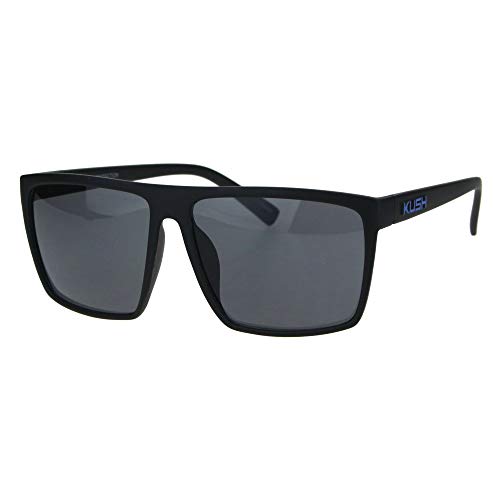 Mens Kush Classic Thin Plastic Flat Top All Black Gangster Sunglasses