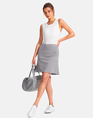 Santiny 19" Golf Skorts Skirts For Women Zipper Pockets Knee Length Skort Women's High Waist Athletic Tennis Skirt (Light Grey_L) #TOP5