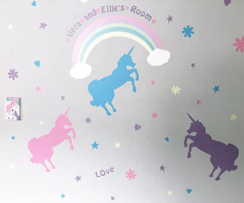 Girls Wall Decals Rainbow Baby Nursery Room Vinyl Wall Art Room Stickers Kids Room Mural Toddler Girls Boys Bedroom Decoration (Pastel Unicorn) #TOP3