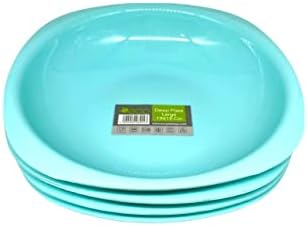 Reusable ECO Unbreakable Colourful Plastic Deep Dinner Plate Set-of-4 - Shatterproof - 100% Food Safe - Perfect for Camping, Indoors, Outdoors, and picnics (Red, Large)