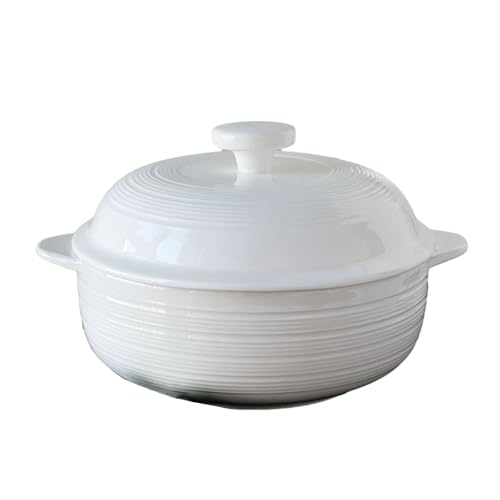 Peakjune Tazón para Servir Sopa de Porcelana con Tapas,Juego De Soperas De Porcelana Blanca con Tapas,Sopera de Cerámica con Tapas,para Restaurante,hogar,Cocina,Olla de Sopa.