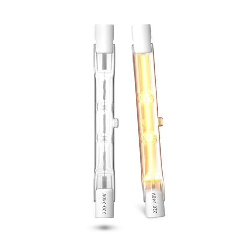 Bonlux Ampoule Halogène R7s 78mm 48W 230V Blanc Chaud 2700K, Dimmable J78 R7S Linéaire Halogène T3 Ampoule de Type J pour Lampadaire Garage Paysagers, Lot de 2