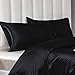 Damier Satin Kissenbezug 40x80cm Schwarz Seidig glänzend hochwertige Kopfkissenbezüge 2er-Pack Satin Kissenbezüge mit Umschlag, für Haar und Hautpflege
