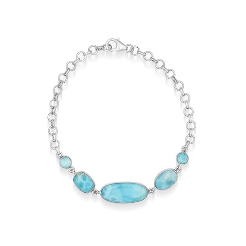 Larimar bracelet pierre naturelle bleue cadeau d'anniversaire idéal avec fermoir réglable