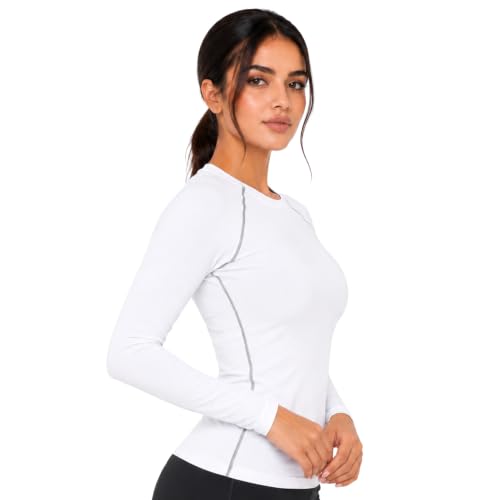 Image of NEVER LOSE Women Compression T-Shirt Top Plain Athletic Fit Multi Sports Cycling, Cricket, Football, Badminton, Gym