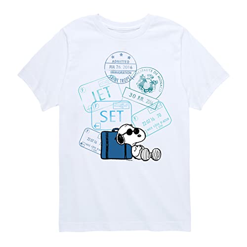 HYBRID APPAREL - Peanuts - Summer Edition - Passport Stamps - Toddler & Youth Short Sleeve Graphic T-Shirt